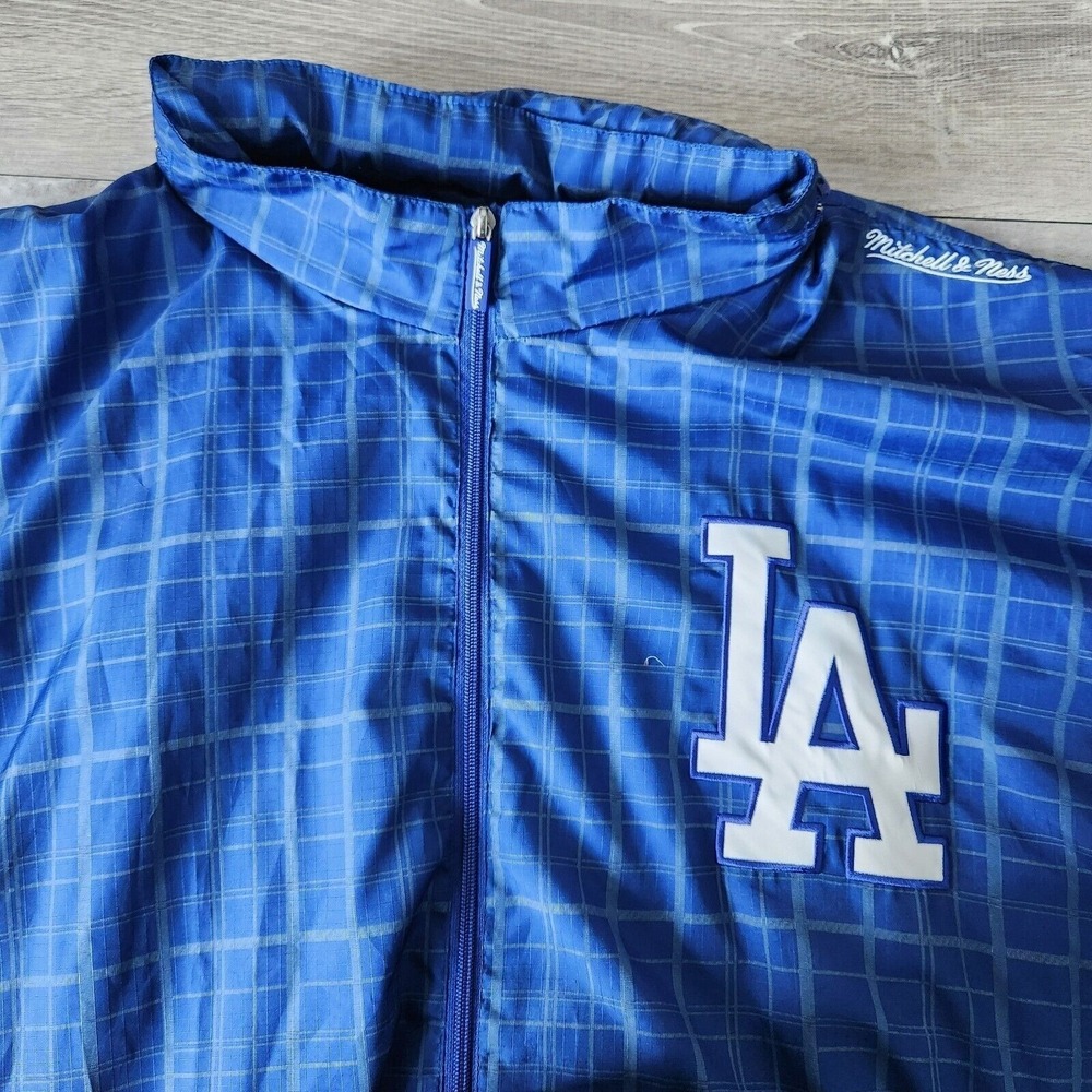 Mitchell & Ness LA Dodgers Jacket 4XL Blue Grid Plaid Windbreaker MLB Vtg Vibe‎ - Picture 11 of 16